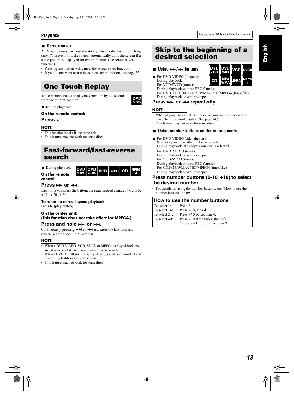 JVC TH-S3 TH-S2 User Manual | Page 21 / 44