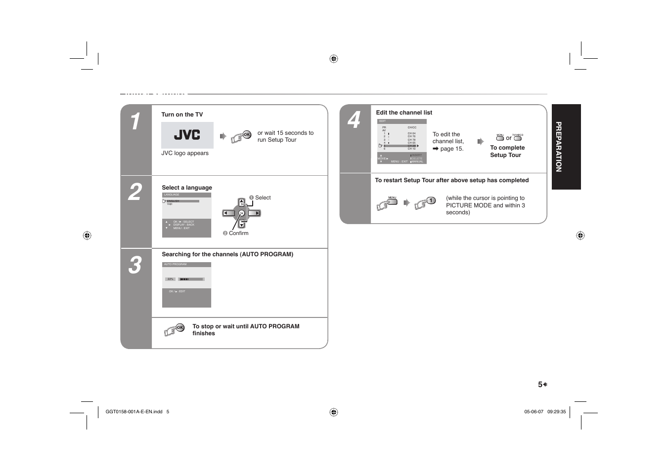 Initial settings | JVC AV-29Q317B User Manual | Page 5 / 20