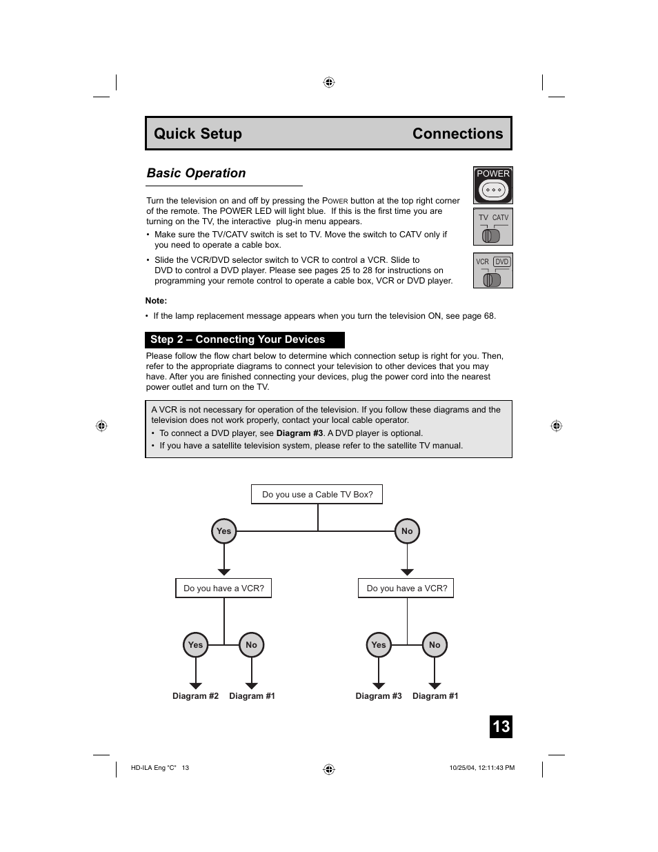 Quick setup connections, Basic operation | JVC HD-52Z585 User Manual | Page 13 / 80