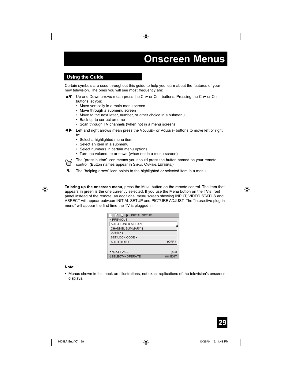 Onscreen menus, Using the guide | JVC HD-52Z585 User Manual | Page 29 / 80