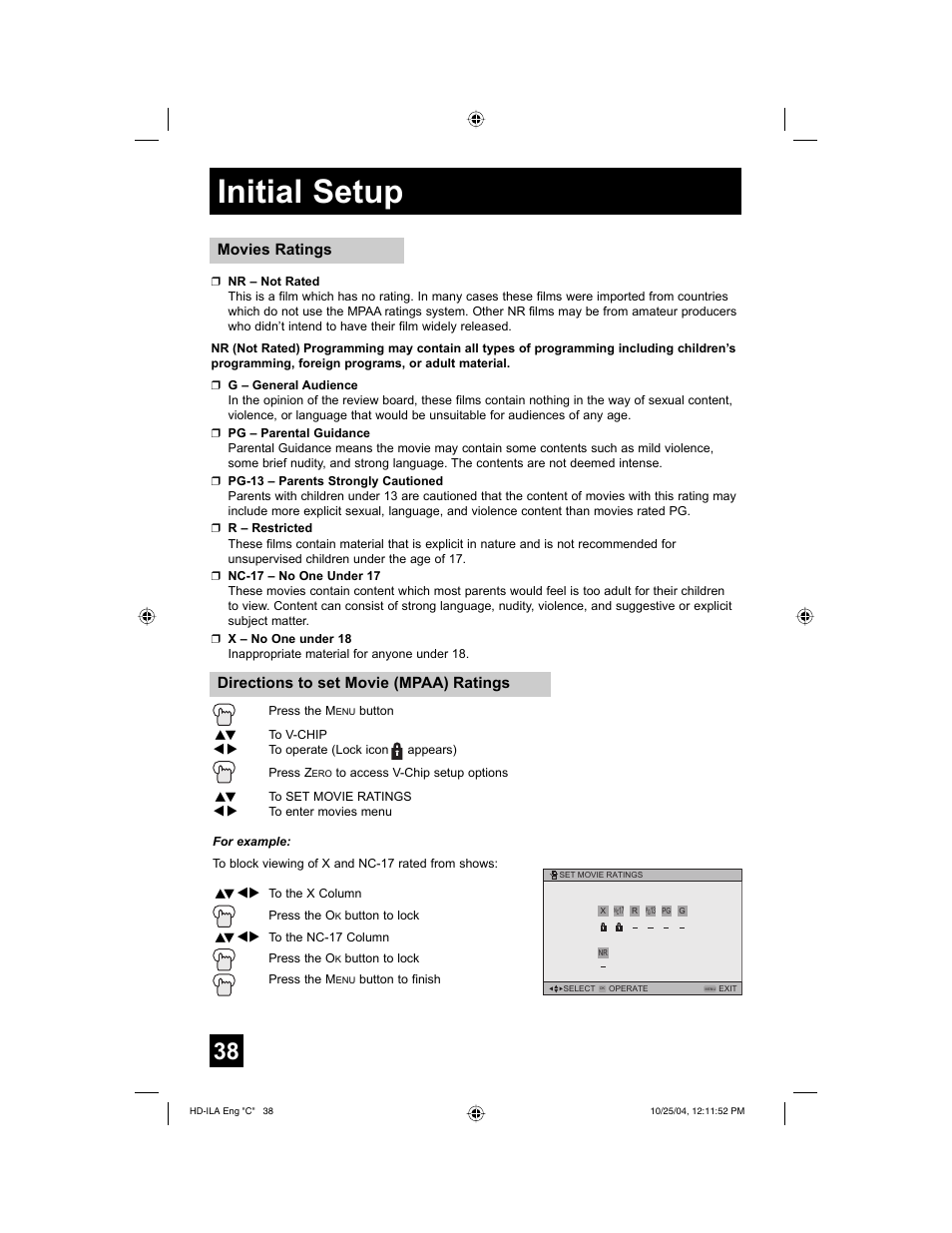 Initial setup | JVC HD-52Z585 User Manual | Page 38 / 80