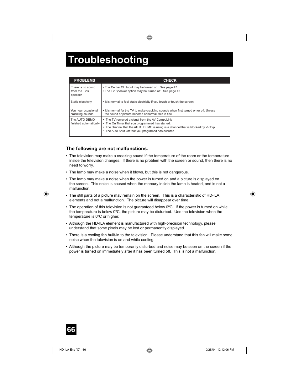 Troubleshooting | JVC HD-52Z585 User Manual | Page 66 / 80