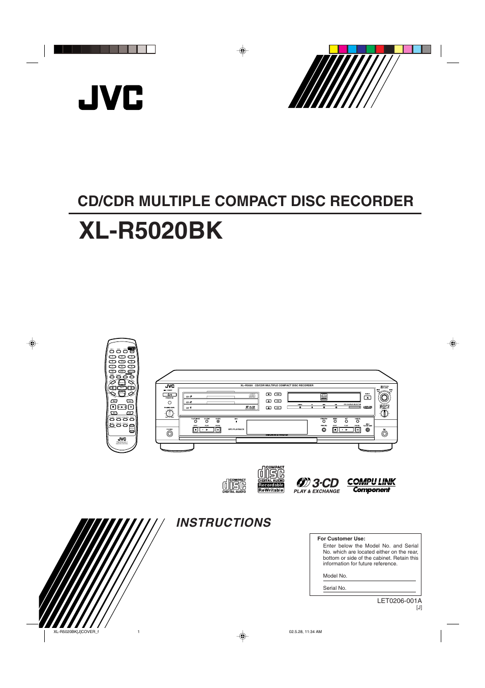 JVC XL-R5020BK User Manual | 50 pages