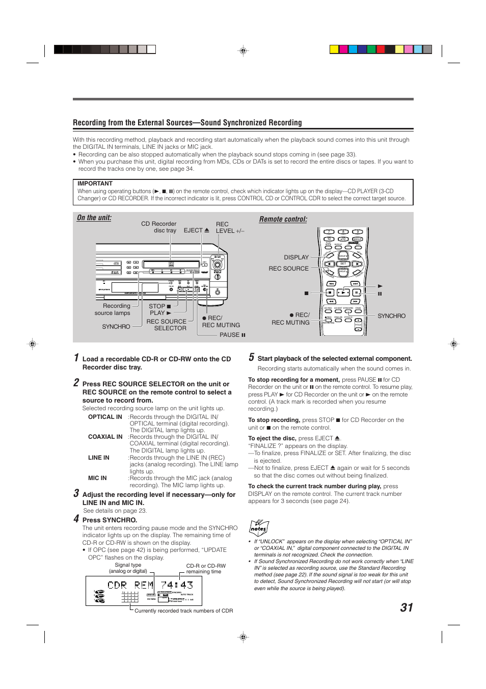 Press synchro, Start playback of the selected external component | JVC XL-R5020BK User Manual | Page 33 / 50