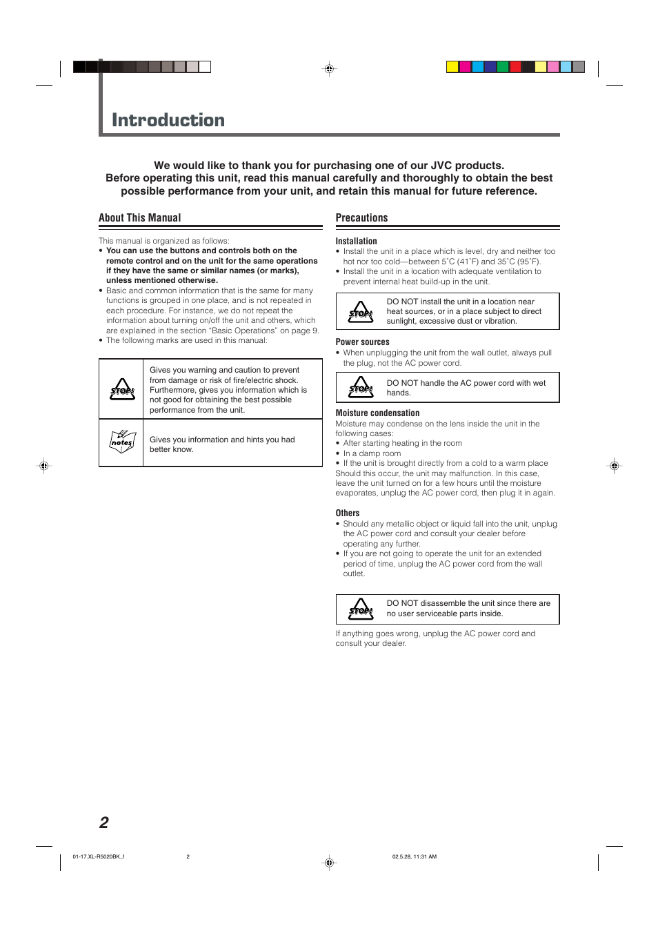 Introduction | JVC XL-R5020BK User Manual | Page 4 / 50