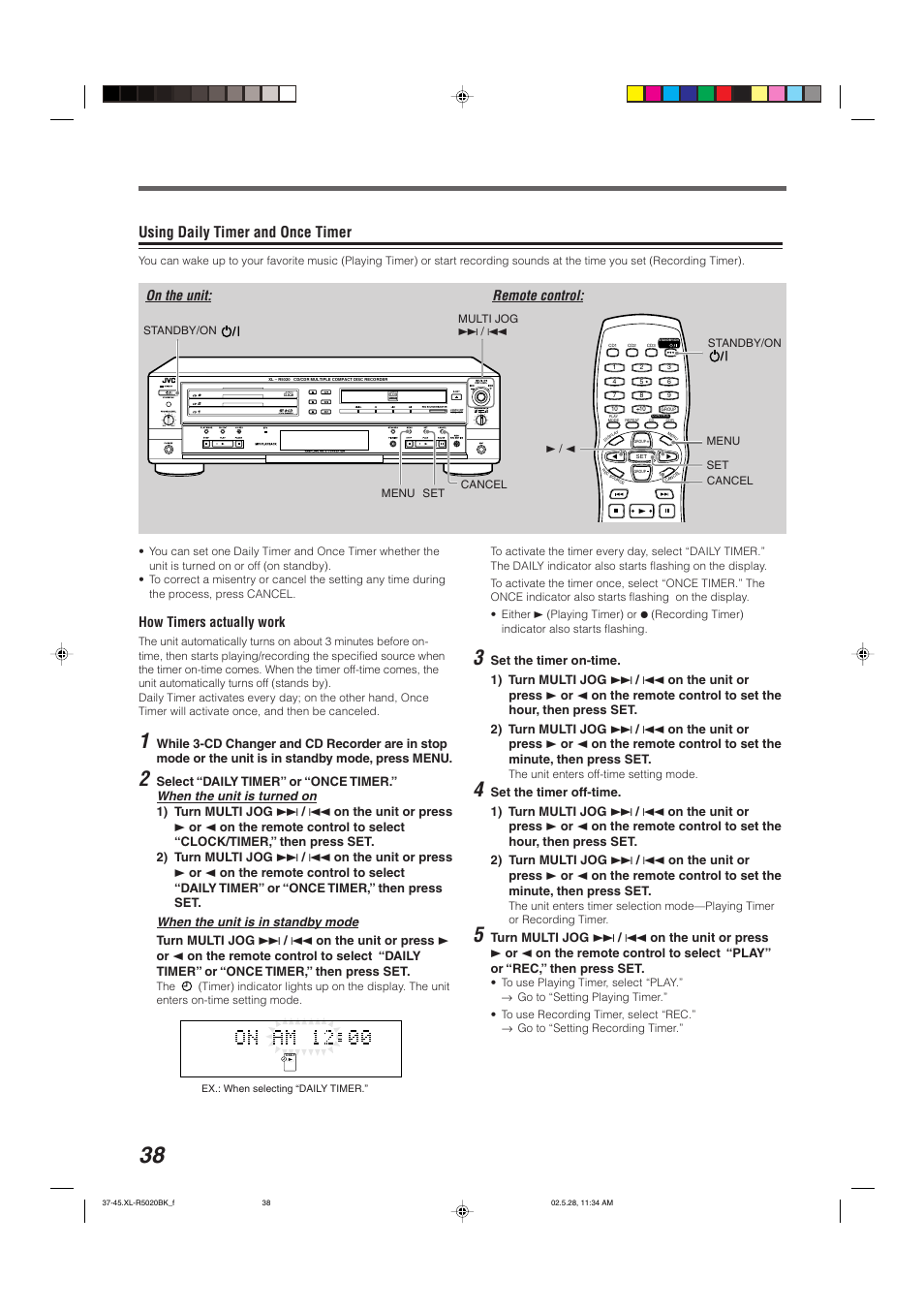 Using daily timer and once timer, How timers actually work | JVC XL-R5020BK User Manual | Page 40 / 50