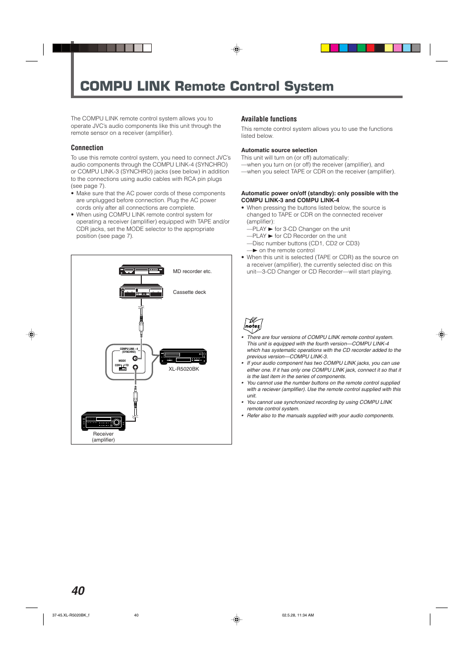 Compu link remote control system | JVC XL-R5020BK User Manual | Page 42 / 50