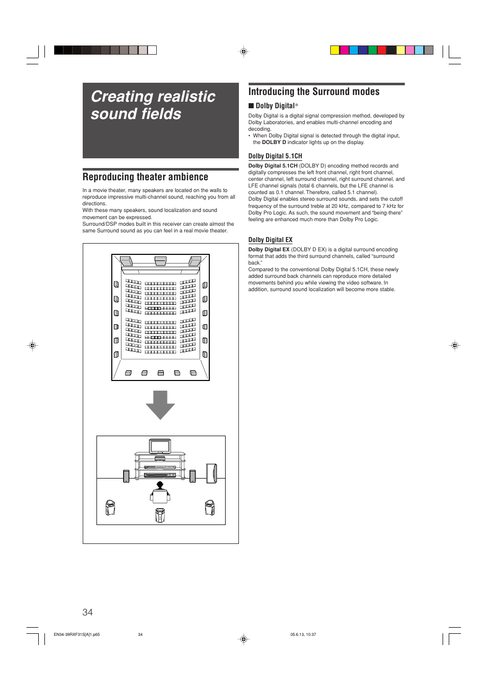 Creating realistic sound fields, Reproducing theater ambience, Introducing the surround modes | JVC RX-F31S User Manual | Page 138 / 153