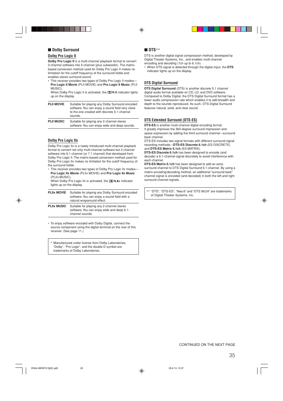 Dolby surround | JVC RX-F31S User Manual | Page 139 / 153