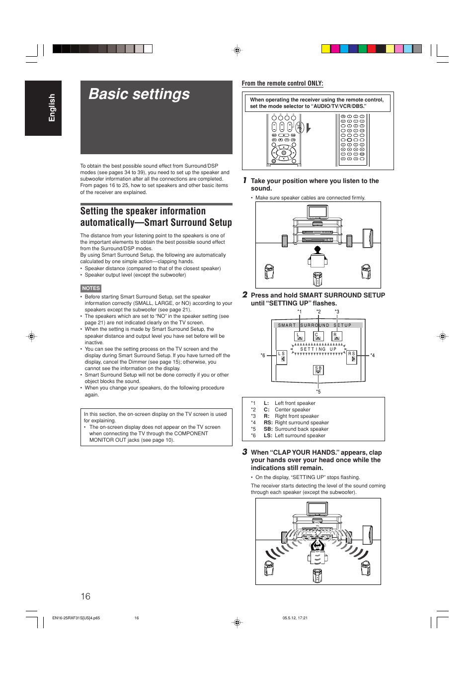 Basic settings, English | JVC RX-F31S User Manual | Page 18 / 153