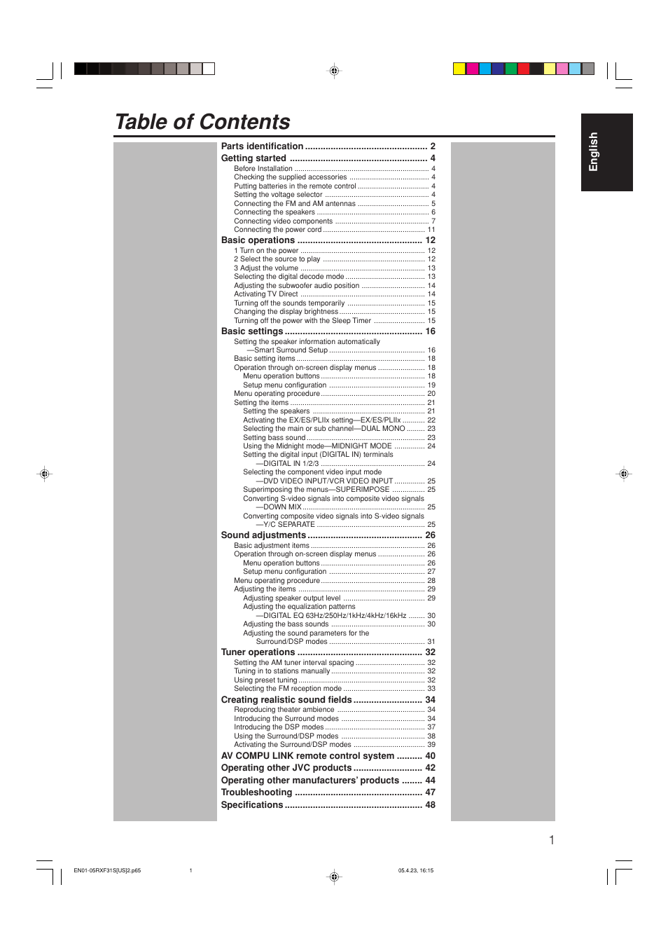 JVC RX-F31S User Manual | Page 3 / 153
