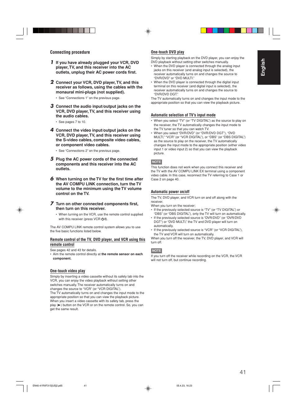 English | JVC RX-F31S User Manual | Page 43 / 153