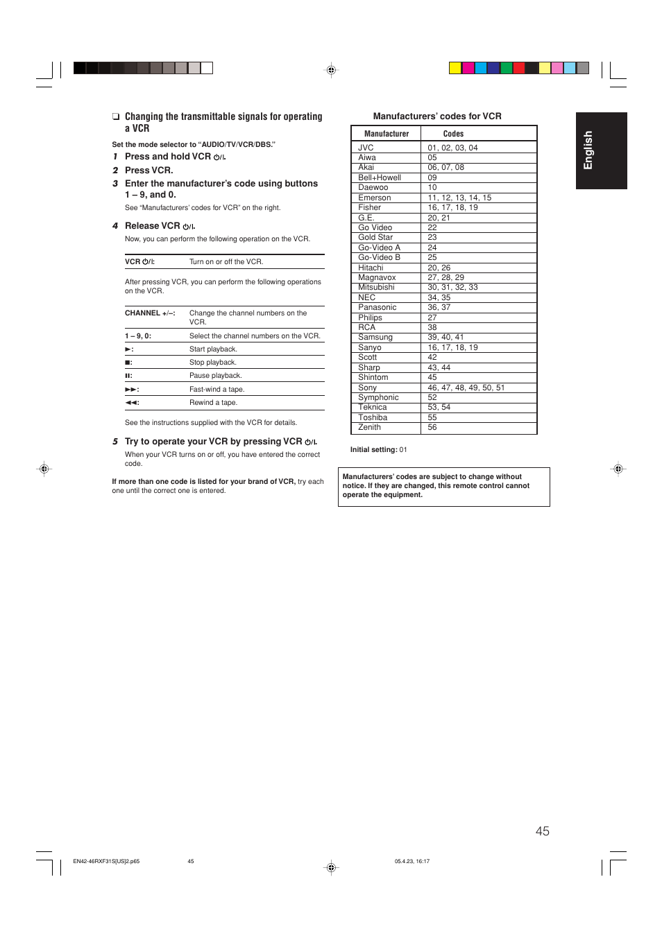 English | JVC RX-F31S User Manual | Page 47 / 153
