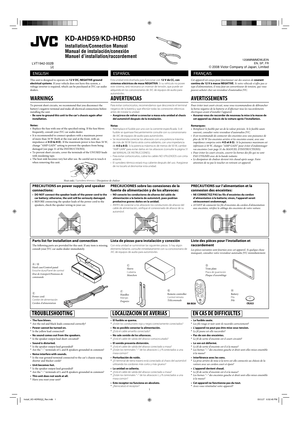 JVC LVT1942-002B User Manual | 4 pages