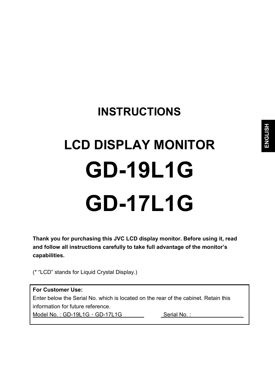 JVC GD-17L1G User Manual | 24 pages