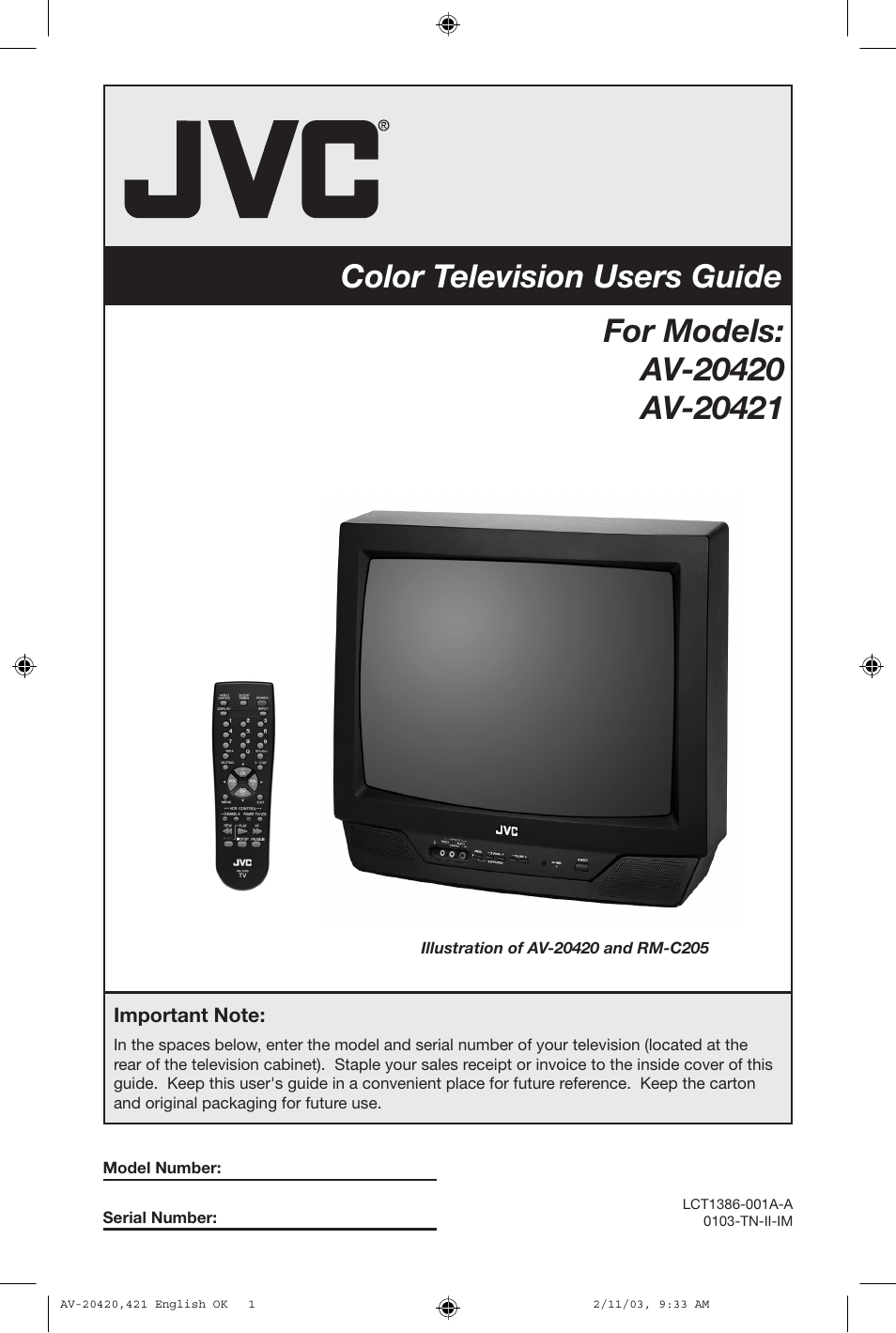 JVC AV 20420 User Manual | 44 pages