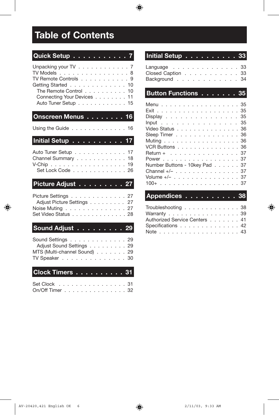 JVC AV 20420 User Manual | Page 6 / 44