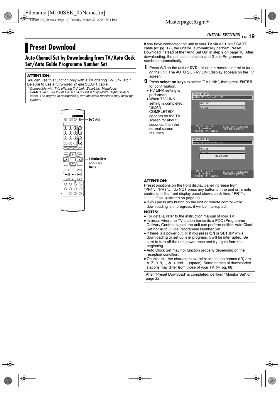 Preset download, A pg. 19) e, Masterpage:right | Initial settings | JVC DR-M100S User Manual | Page 19 / 80