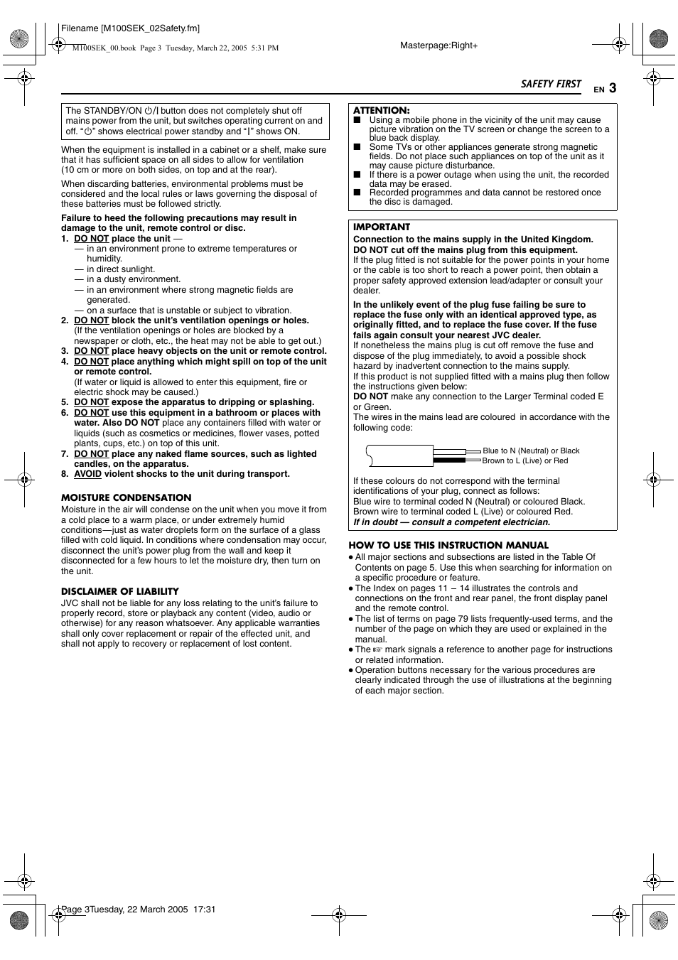 JVC DR-M100S User Manual | Page 3 / 80