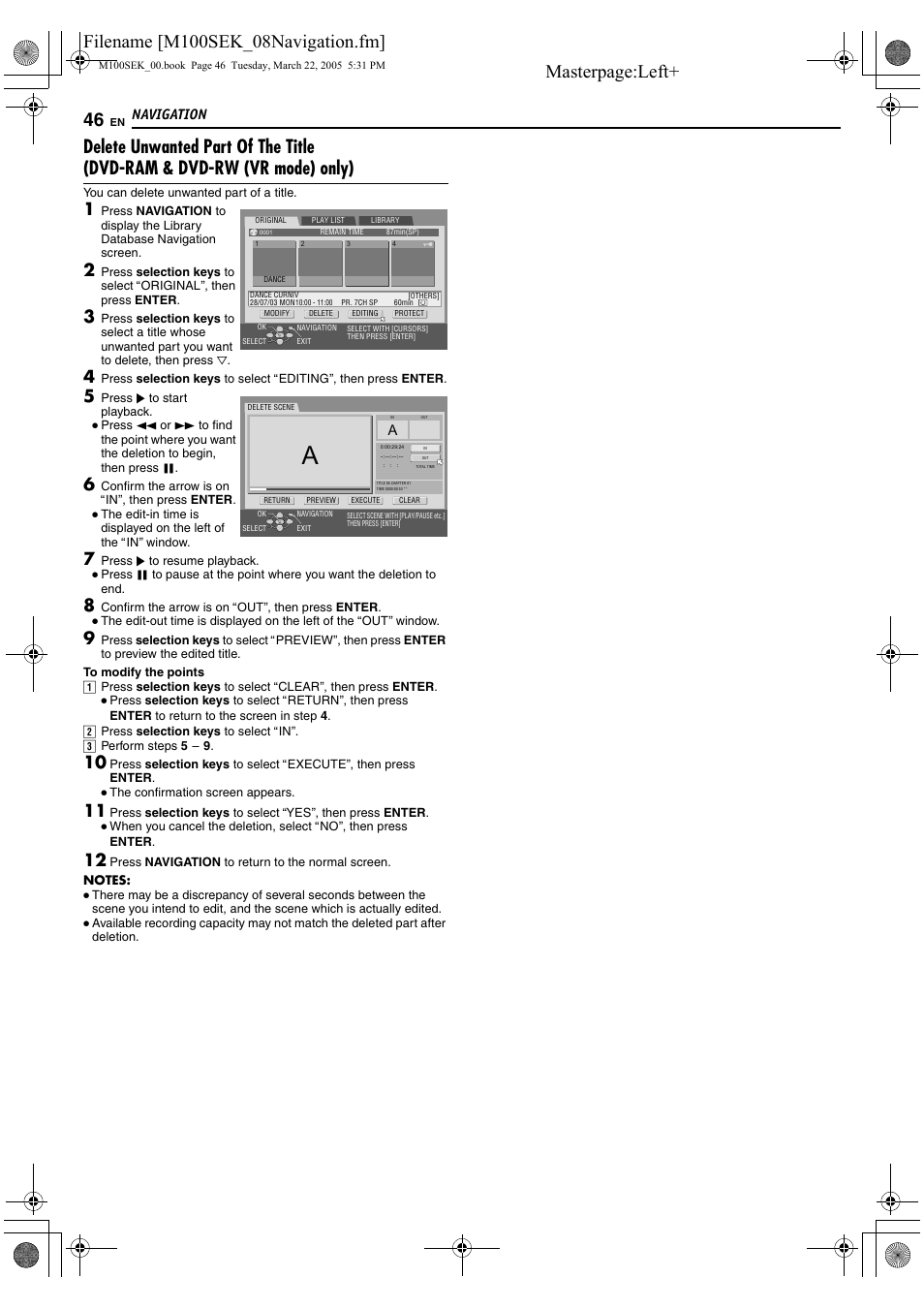 Navigation | JVC DR-M100S User Manual | Page 46 / 80