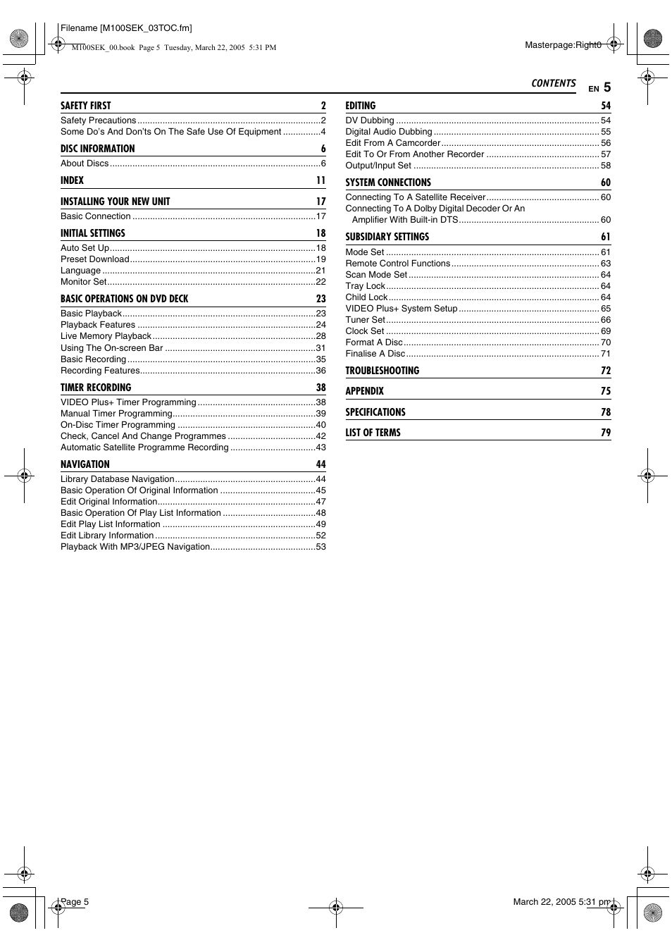 JVC DR-M100S User Manual | Page 5 / 80
