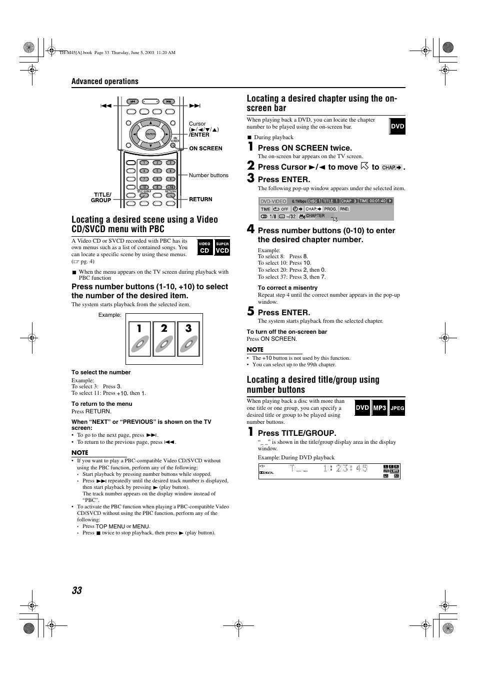 Oup), A pg. 33, A pg. 33) | JVC SP-THM45C User Manual | Page 36 / 64