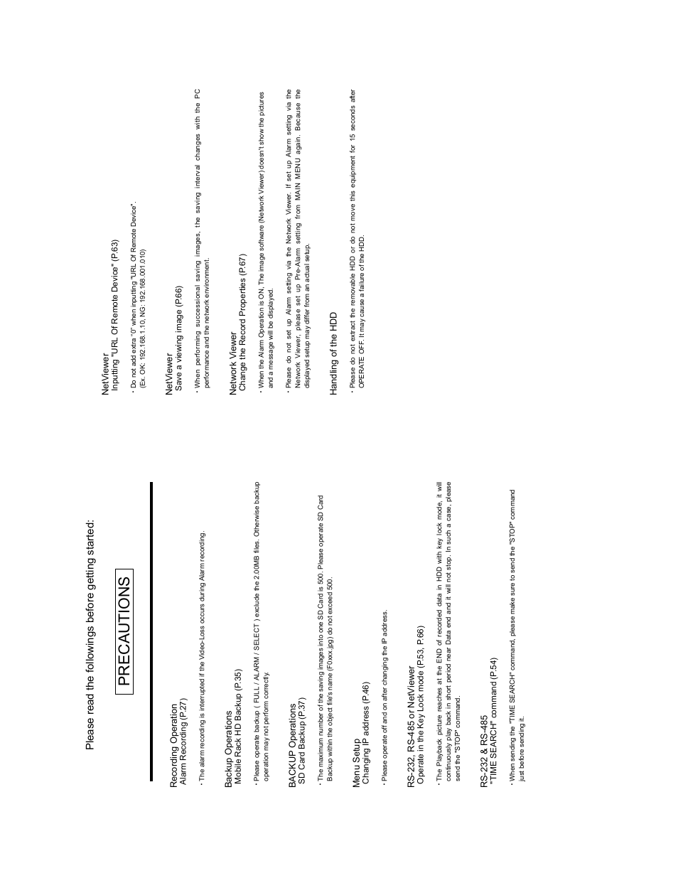 Precautions, Please read the followings before getting st arted | JVC VR601 User Manual | Page 42 / 42