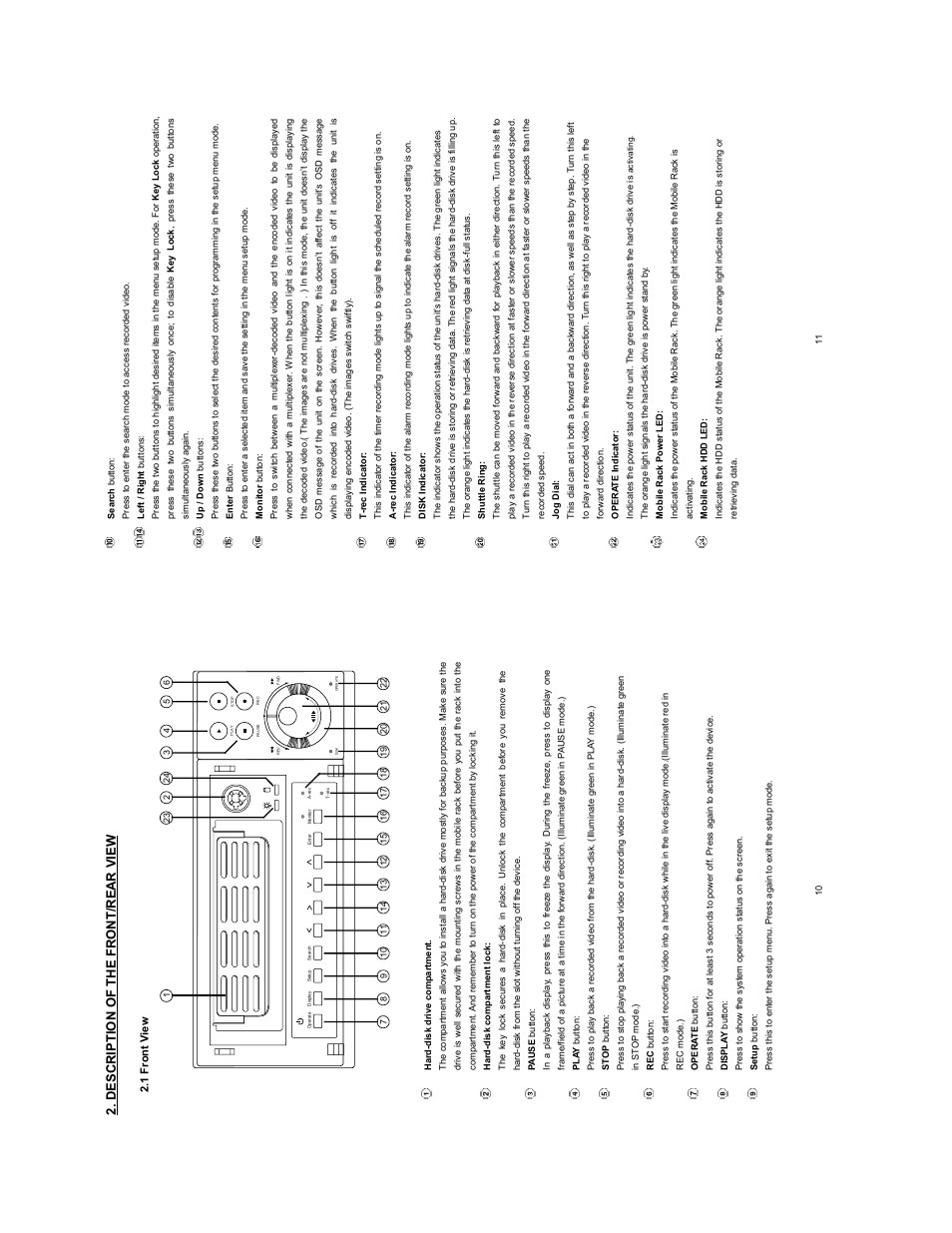 Descri pti o n of the front/ rea r vi ew | JVC VR601 User Manual | Page 6 / 42