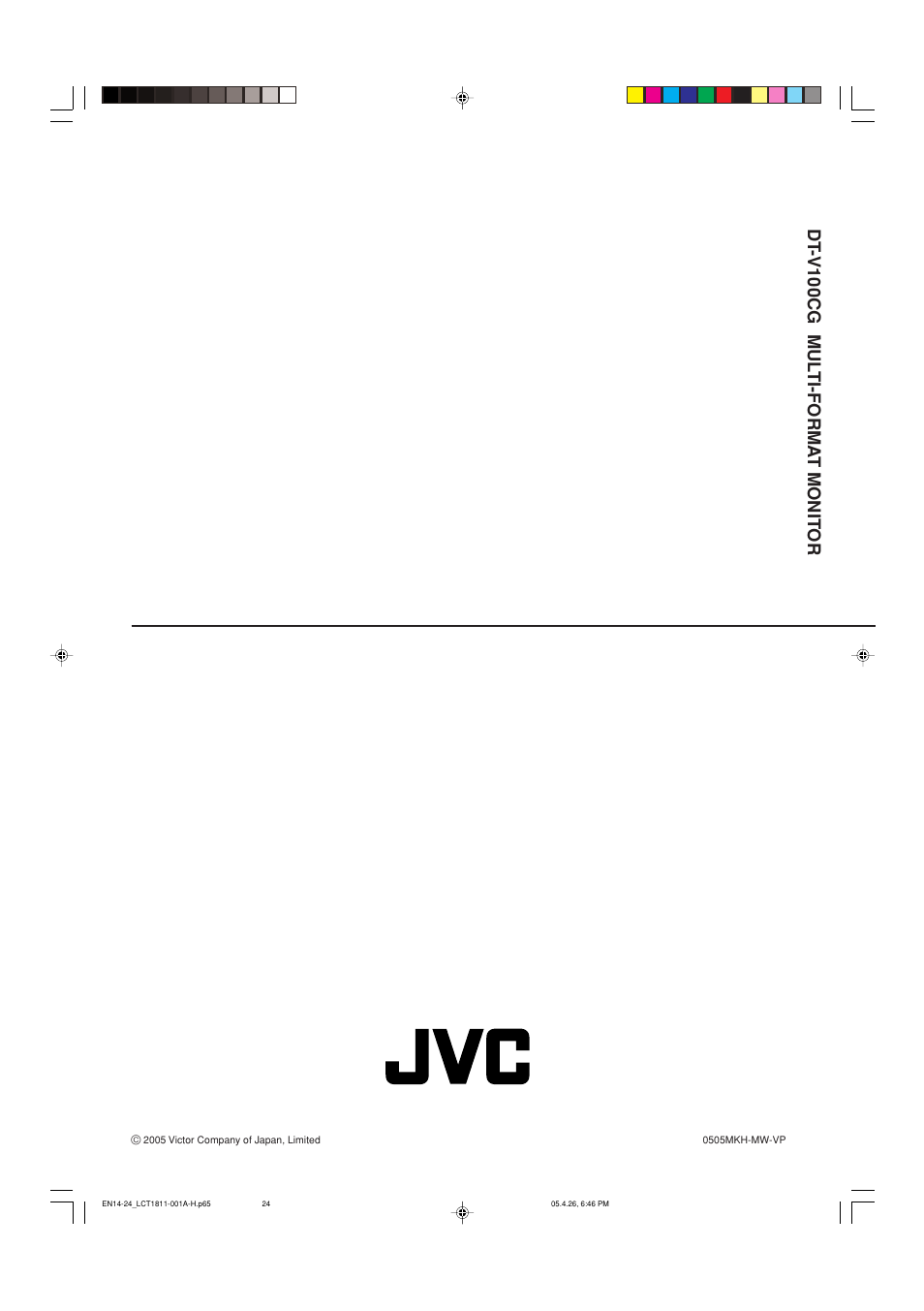 Dt -v100cg mul ti-forma t monit or | JVC DT-V100CG User Manual | Page 24 / 24