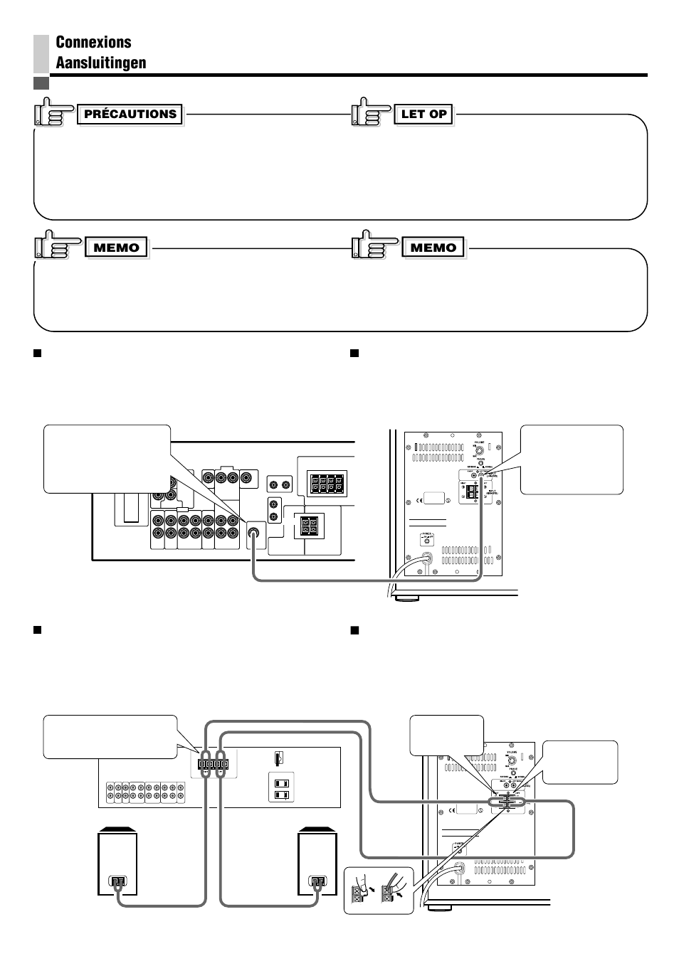 Connexions aansluitingen | JVC SP-PW880 User Manual | Page 14 / 36