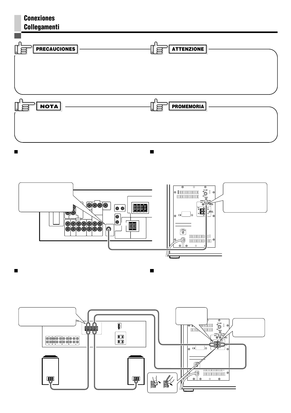 Conexiones collegamenti | JVC SP-PW880 User Manual | Page 20 / 36
