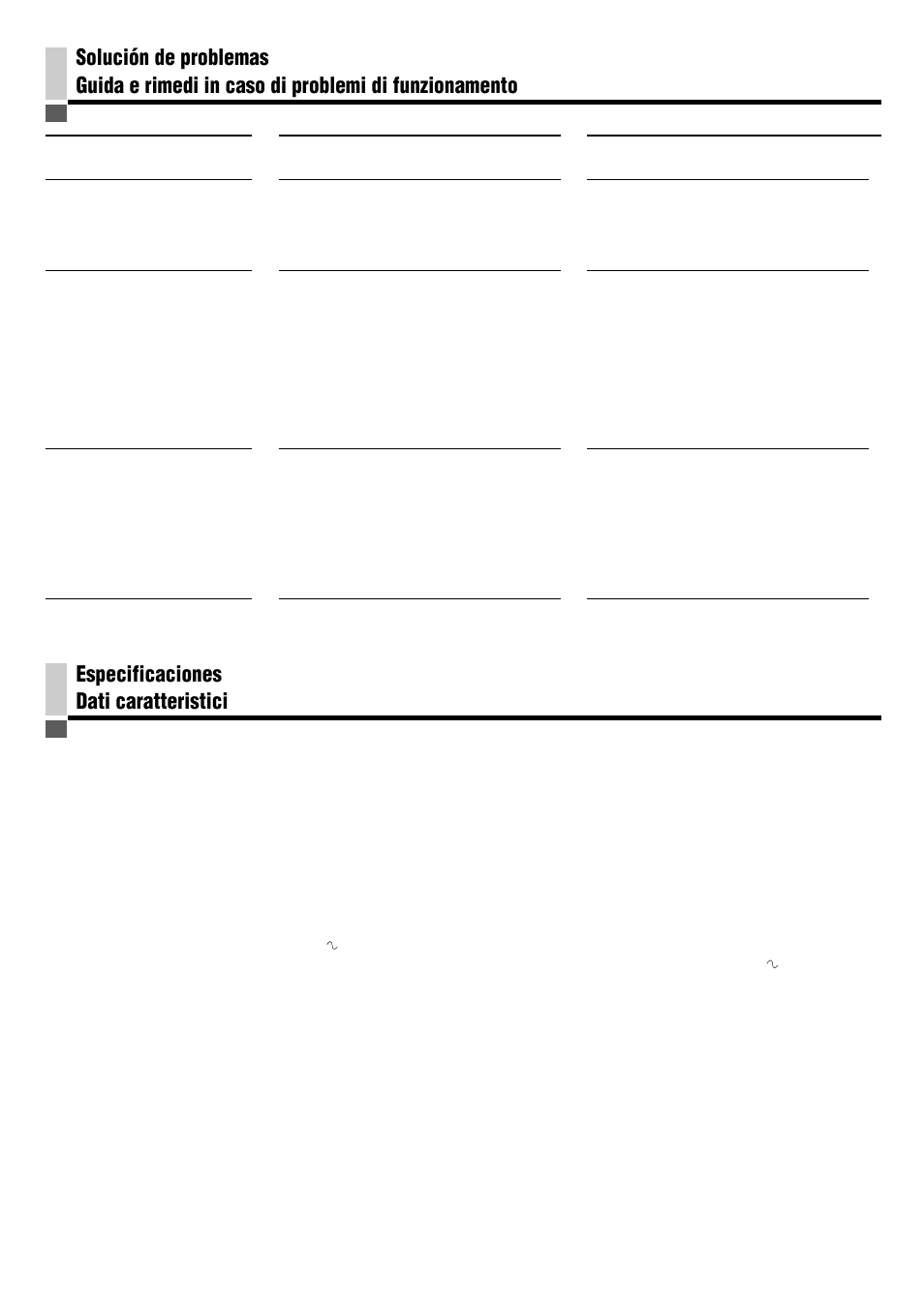Especificaciones dati caratteristici | JVC SP-PW880 User Manual | Page 23 / 36