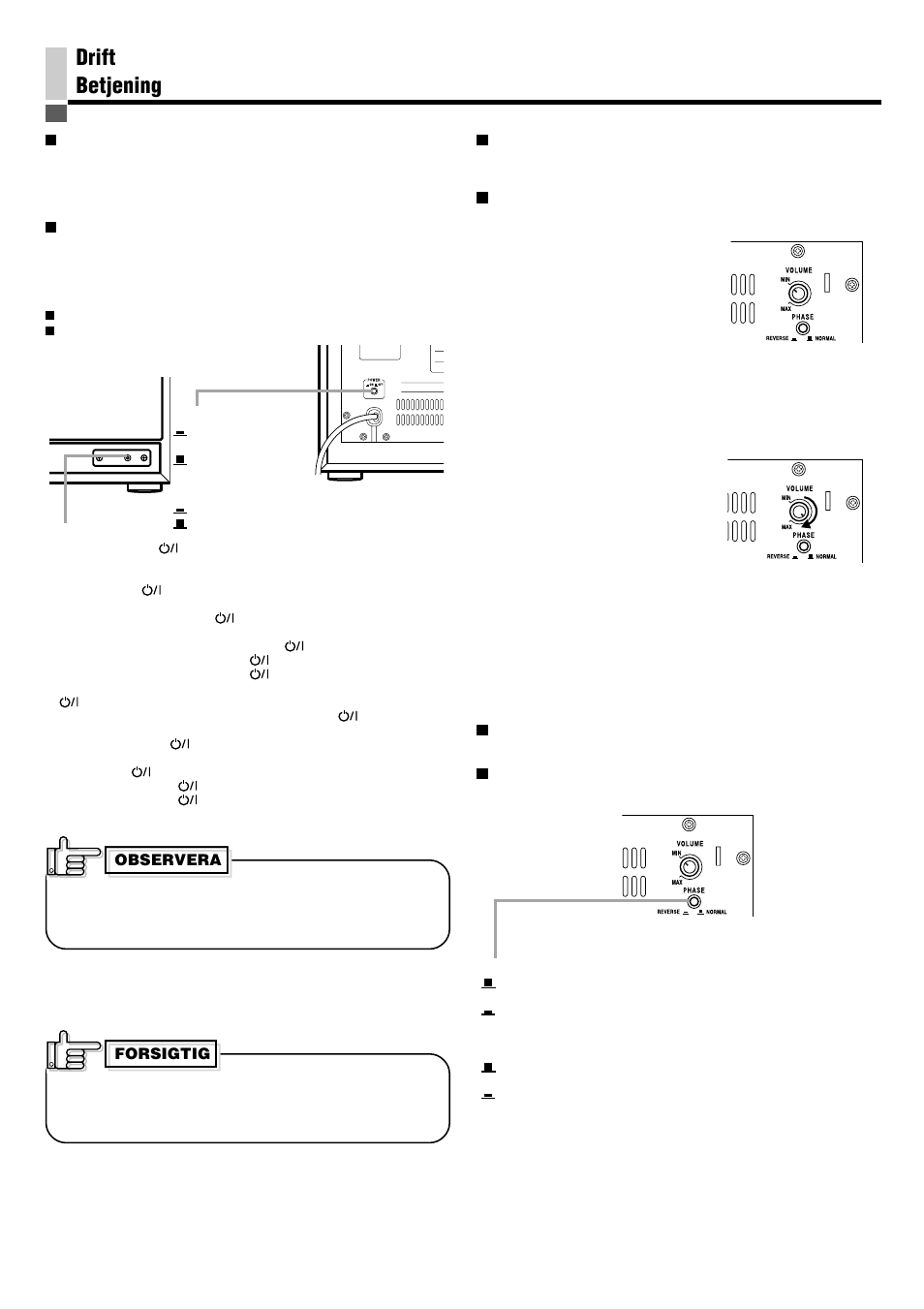 Drift betjening | JVC SP-PW880 User Manual | Page 28 / 36