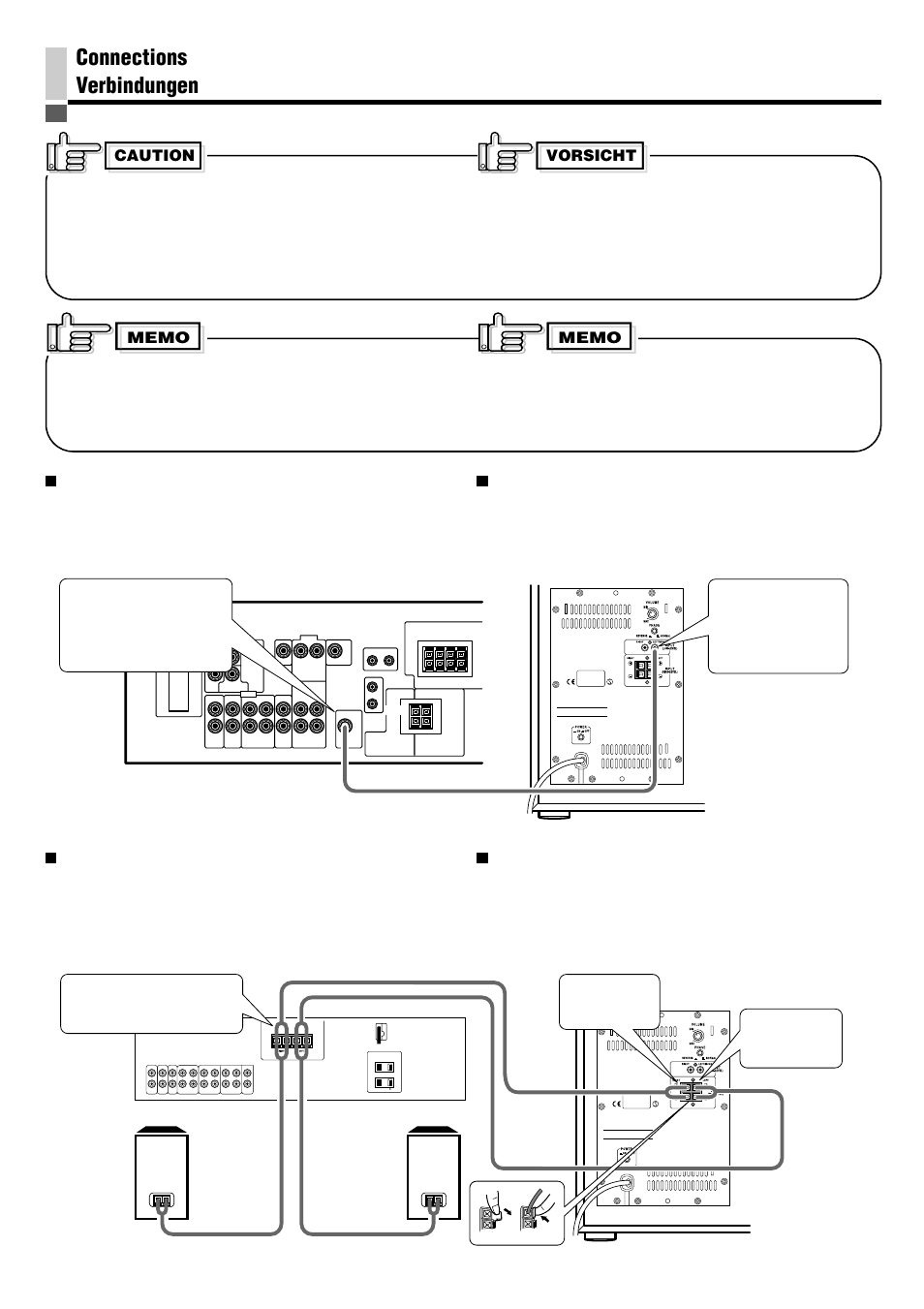 Connections, Connections verbindungen | JVC SP-PW880 User Manual | Page 8 / 36