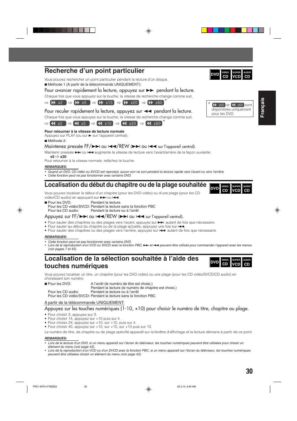 Recherche d’un point particulier | JVC DVD CINEMA SYSTEM TH-V70R User Manual | Page 113 / 241