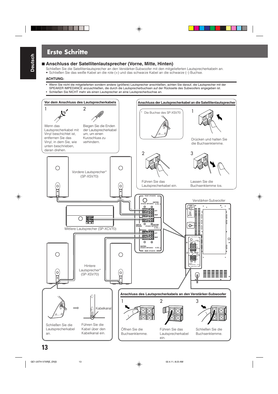 Erste schritte, Deutsch | JVC DVD CINEMA SYSTEM TH-V70R User Manual | Page 18 / 241