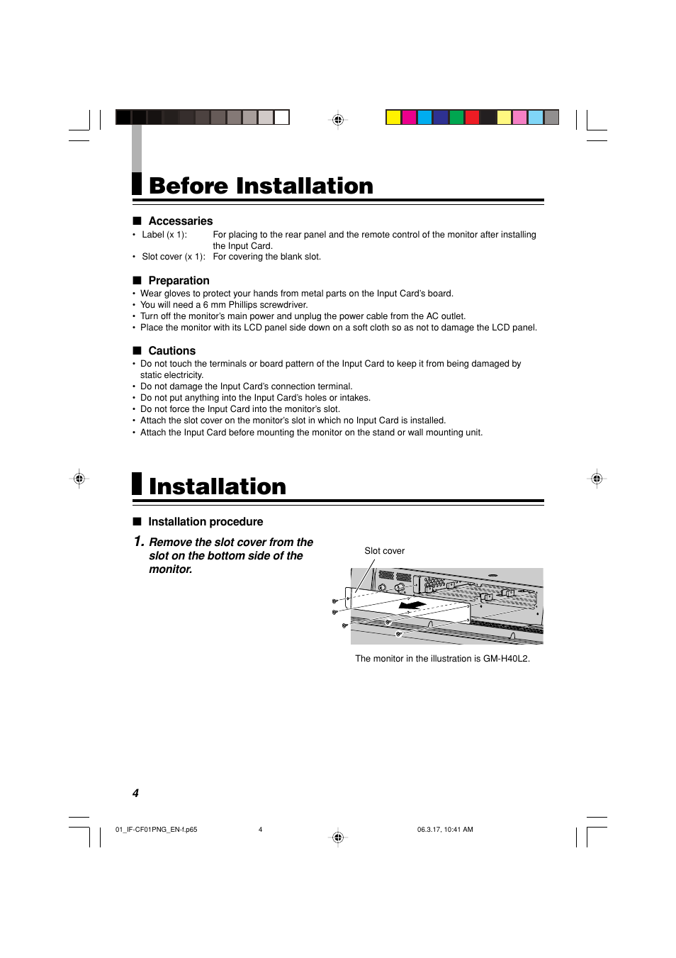 Before installation, Installation | JVC IF-CF01PNG User Manual | Page 4 / 9