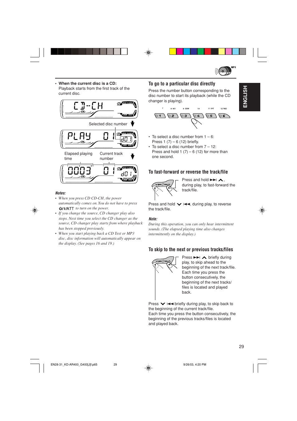 English to go to a particular disc directly | JVC KD-AR400 User Manual | Page 29 / 111