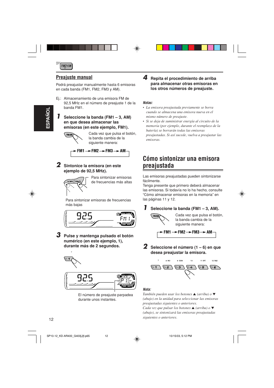 Cómo sintonizar una emisora preajustada | JVC KD-AR400 User Manual | Page 48 / 111