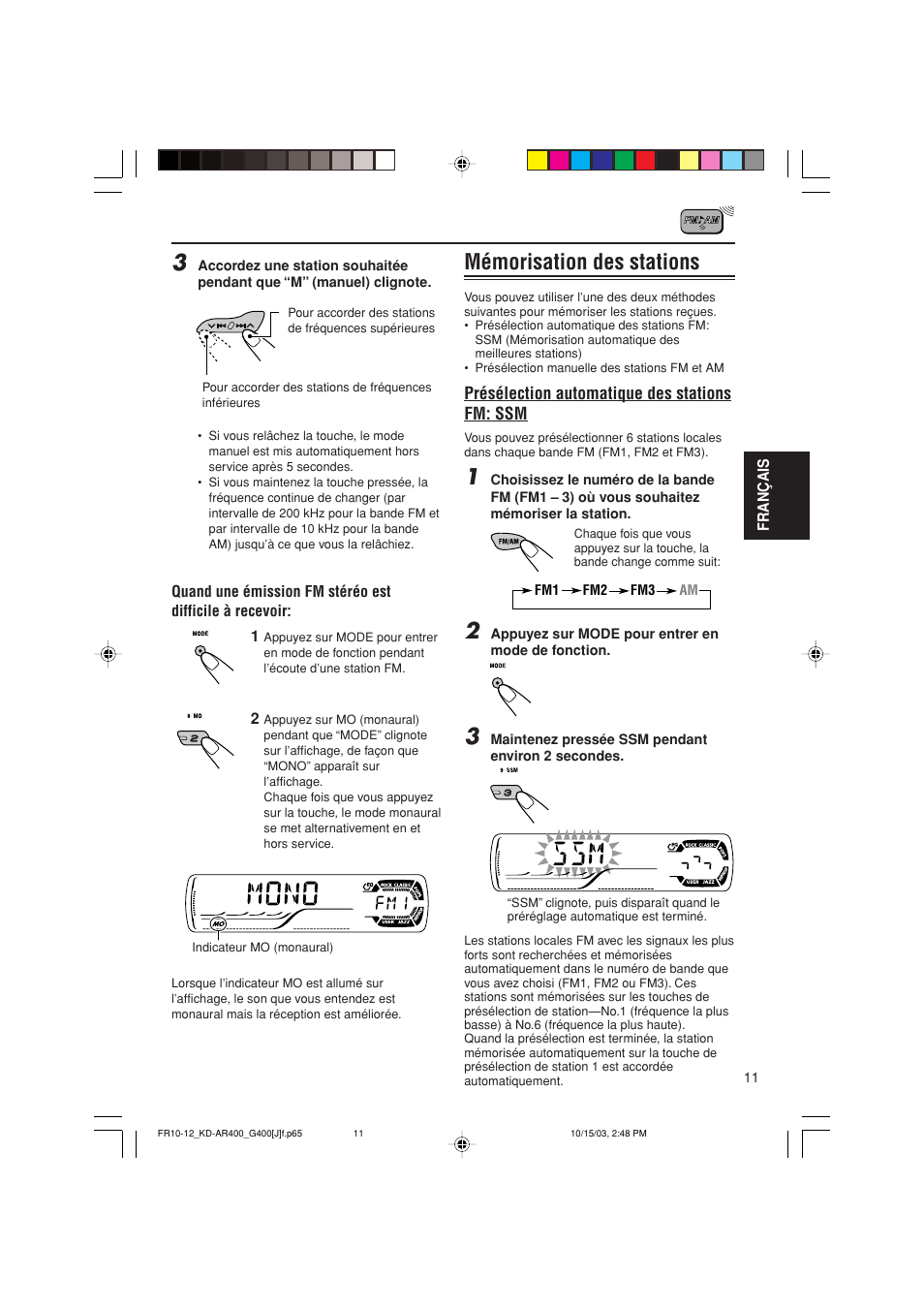 Mémorisation des stations | JVC KD-AR400 User Manual | Page 83 / 111