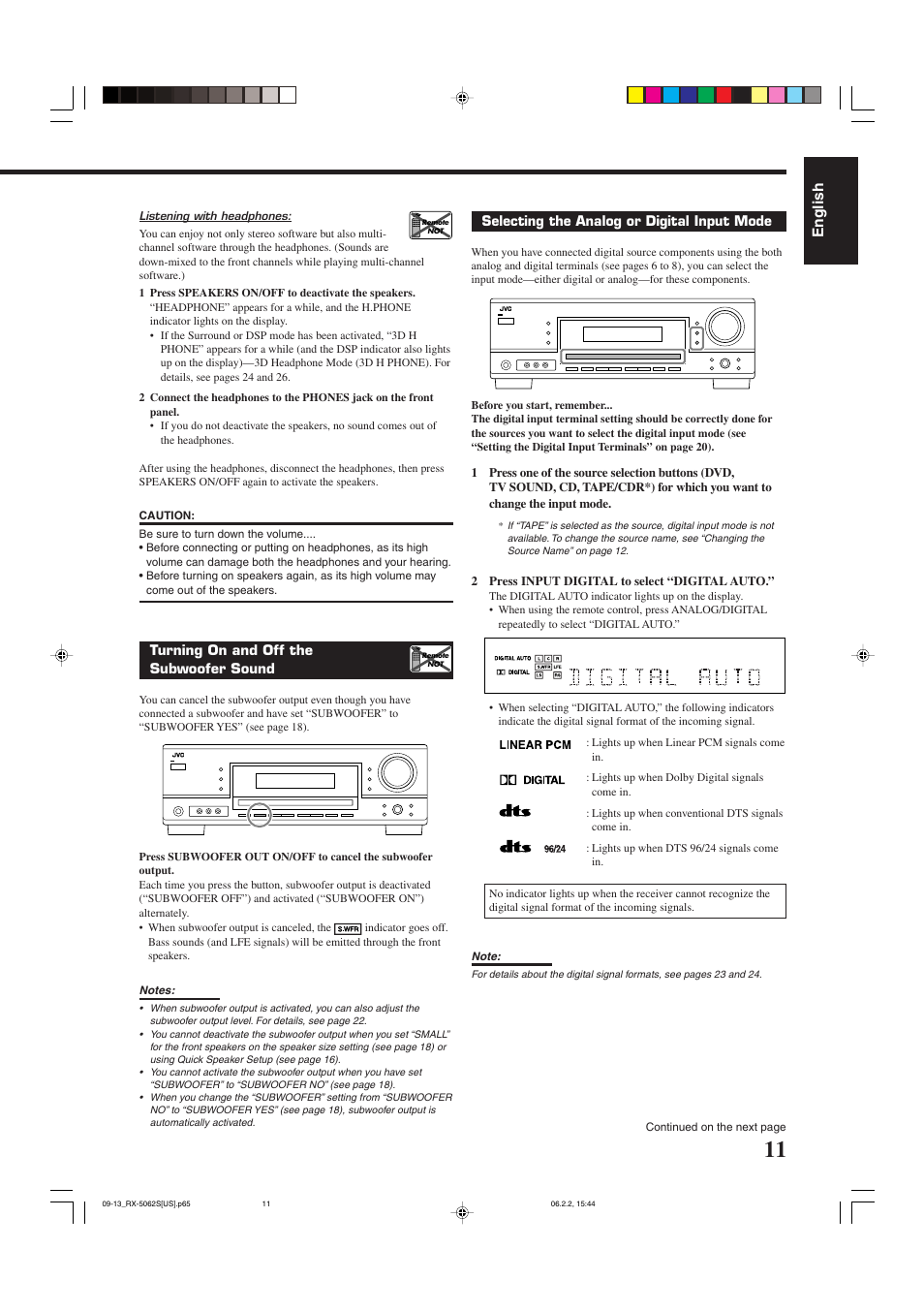 English | JVC RX-5062S User Manual | Page 13 / 35