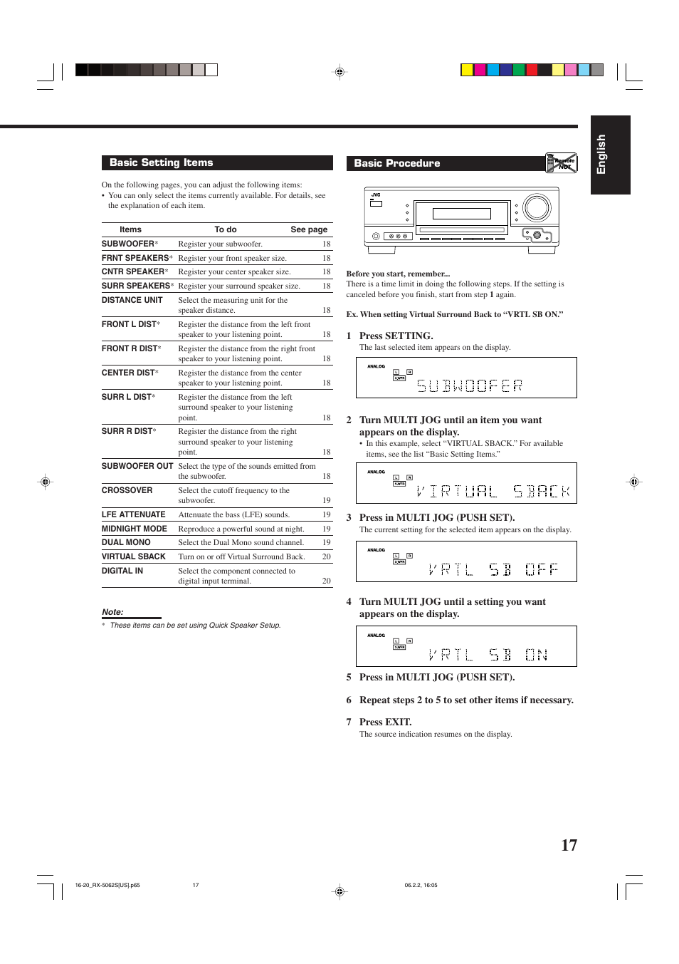 English | JVC RX-5062S User Manual | Page 19 / 35