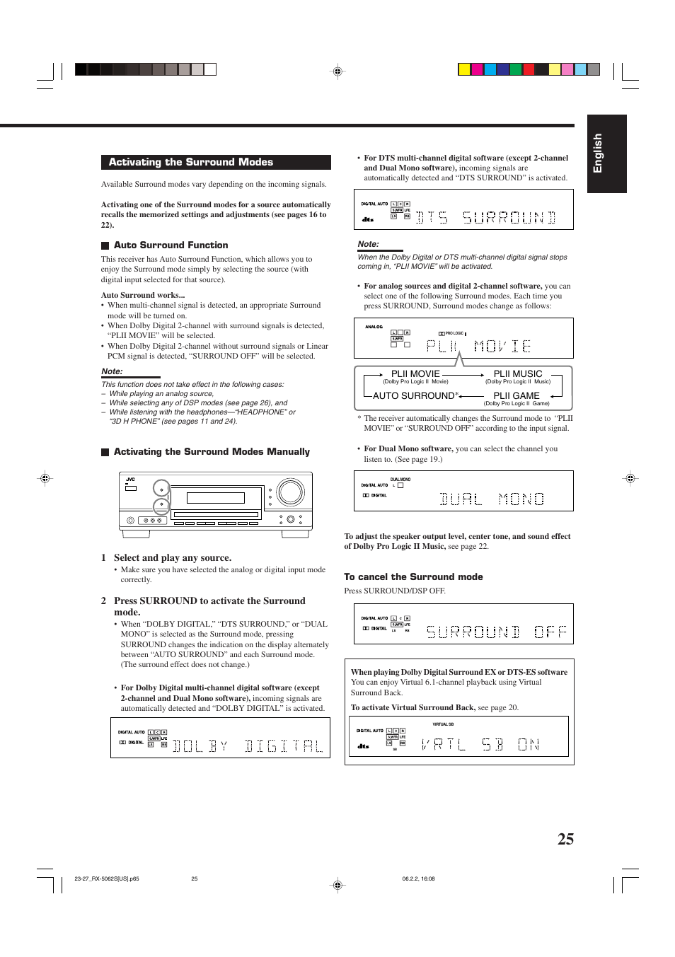 English | JVC RX-5062S User Manual | Page 27 / 35