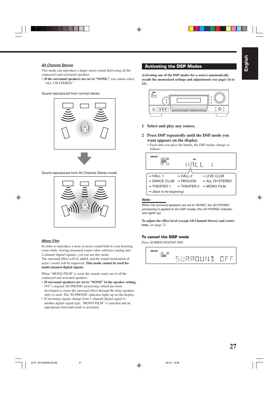 English | JVC RX-5062S User Manual | Page 29 / 35