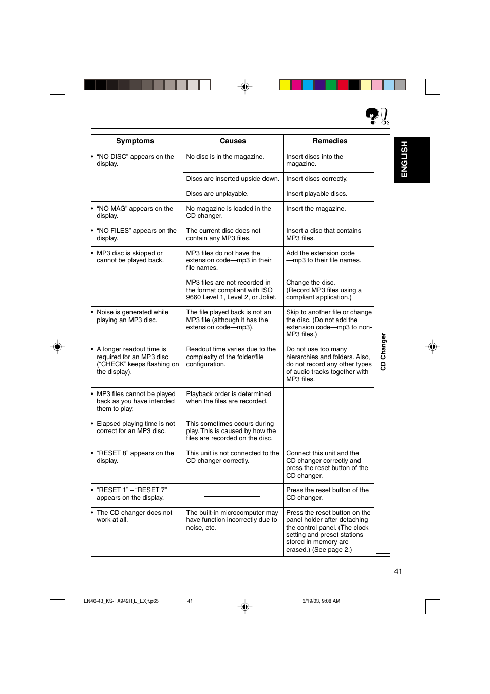 English | JVC KS-FX942R User Manual | Page 41 / 48