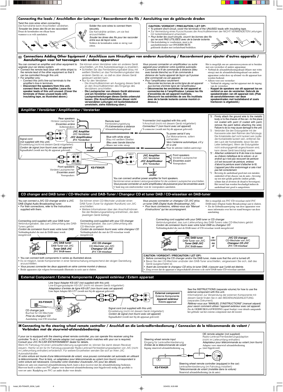 Amplifier, Cd changer and dab tuner, External component | JVC KS-FX942R User Manual | Page 48 / 48