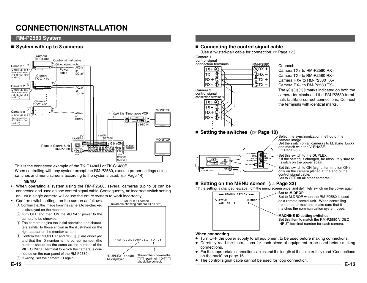 Connection/ installation, Rm- p2580 system, Connection/installation | JVC TK-C1480 User Manual | Page 7 / 20