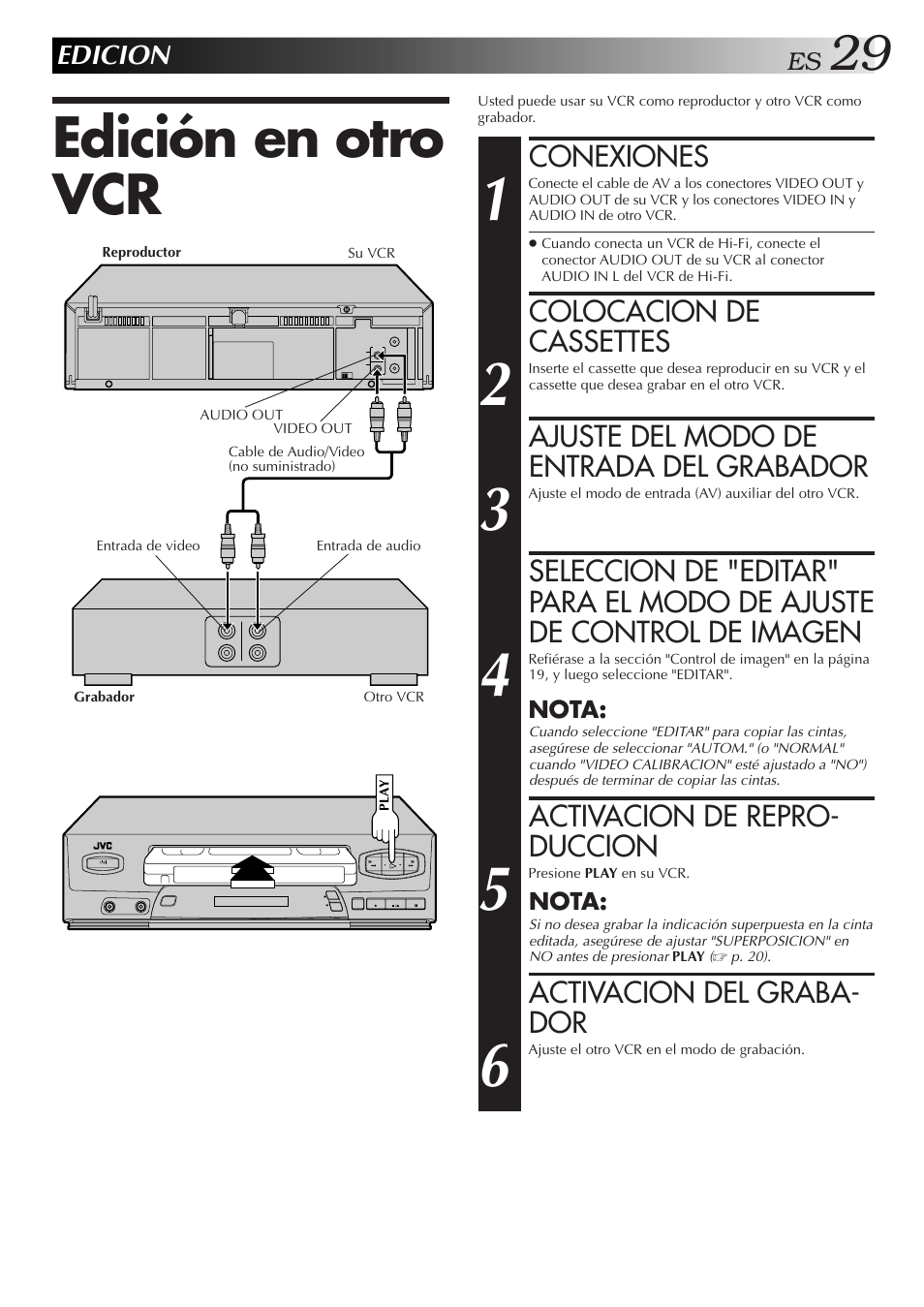 Edición en otro vcr | JVC HR-J3006UM User Manual | Page 29 / 76