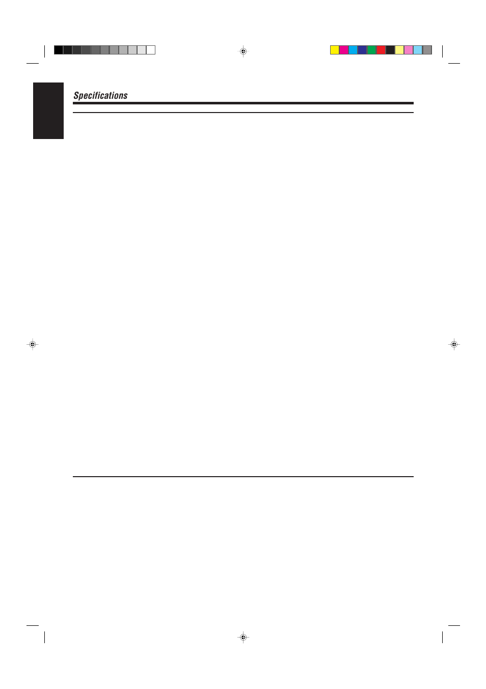 Specifications, English | JVC RX-730R User Manual | Page 56 / 58