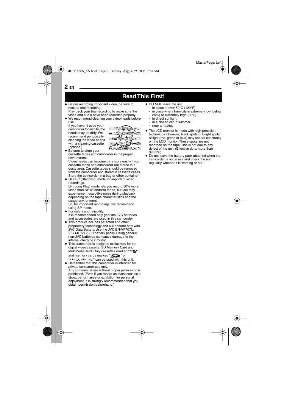 2 – 5 to ensure saf, Read this first | JVC LYT1624-001B User Manual | Page 2 / 104